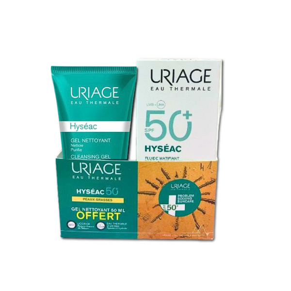 URIAGE HYSEAC PACK PROMO GEL NETTOYANT 50ML + FLUIDE SOLAIRE SPF50 50ML