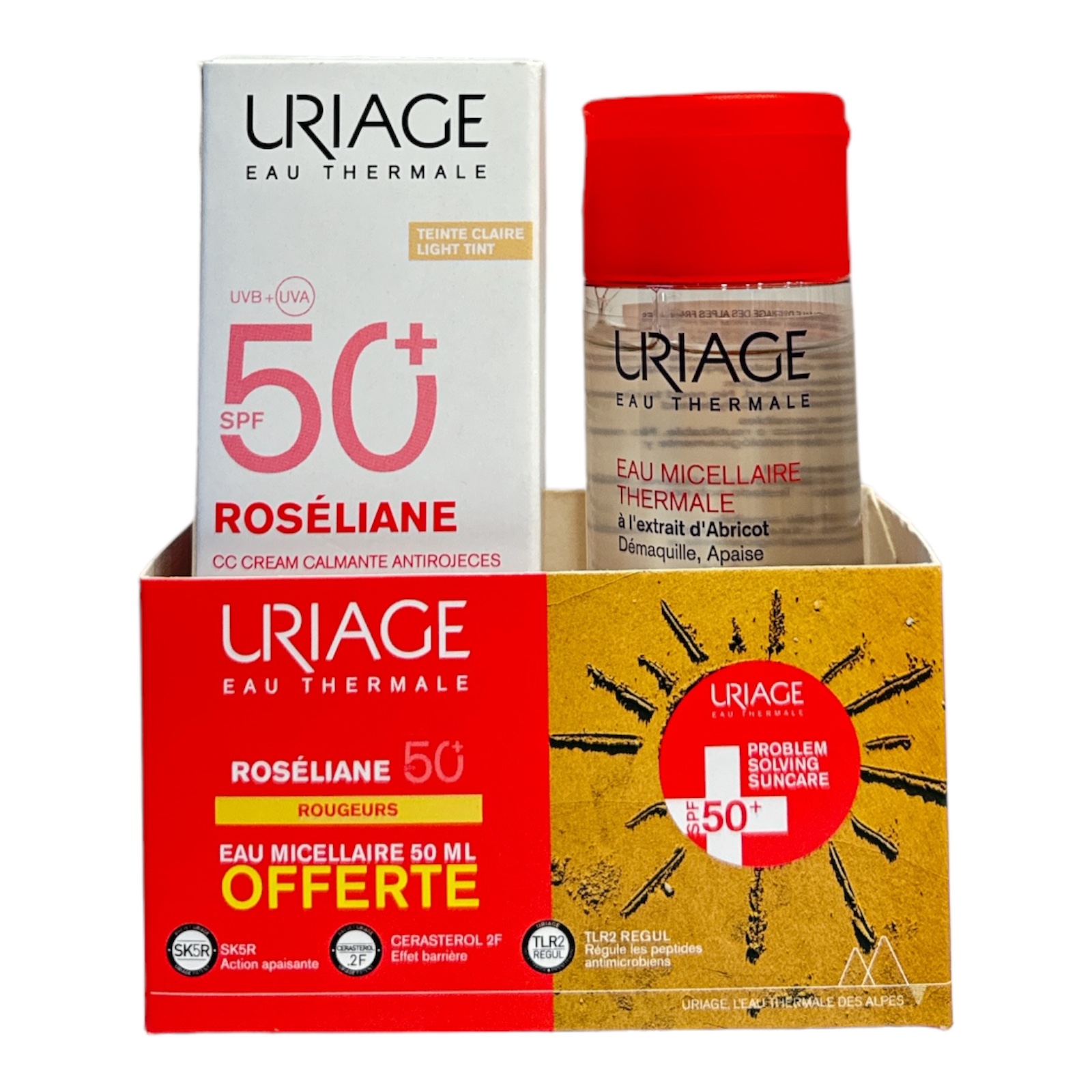 URIAGE DUO ROSELIANE CC CREME SPF50+ TEINTE CLAIRE + EAU MICELLAIRE 100ML OFFERTE